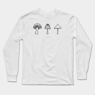 Black Mushroom Fungi Minimalistic T-Shirt Long Sleeve T-Shirt